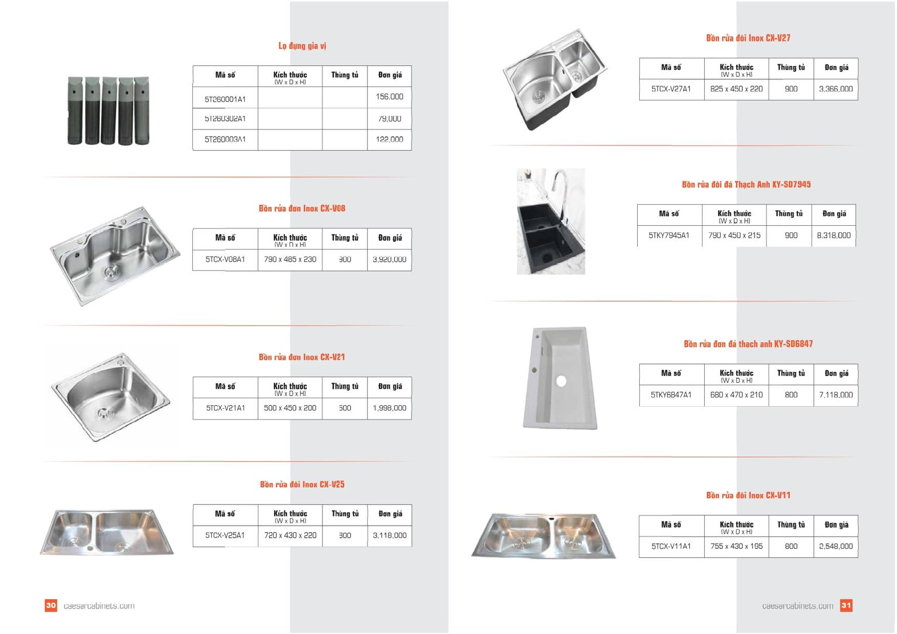 Tủ bếp Caesar Catalogue và Bảng giá mới nhất 2025 /Page 15
